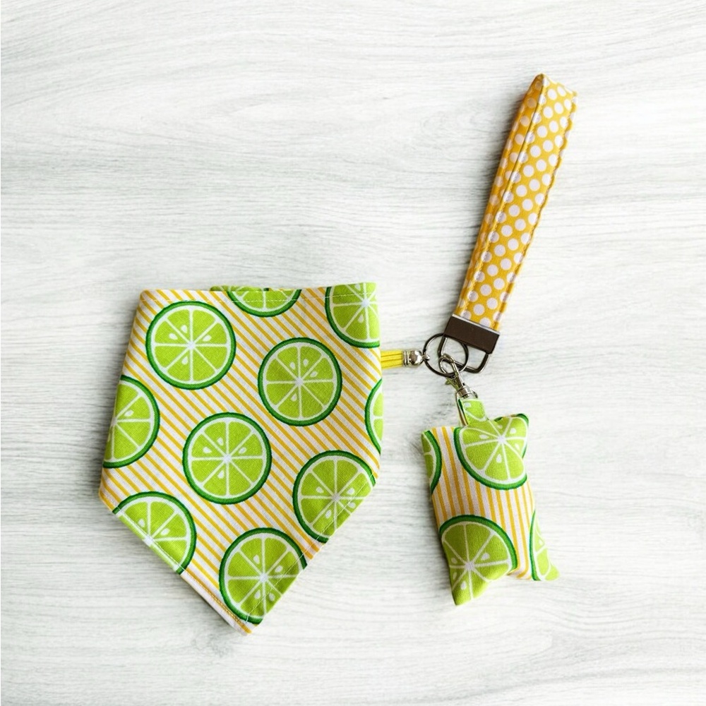 Matching Dog Bandana & Wristlet Keychain Disposable Doggy-Bag Cover (Set)